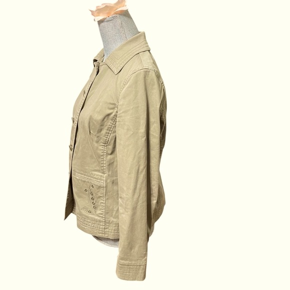 Sigrid Olsen Olive Green Embroidered Cotton Blazer Jacket Women’s Size 8 - Picture 2 of 11